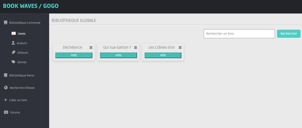 Menu du site BookWaves