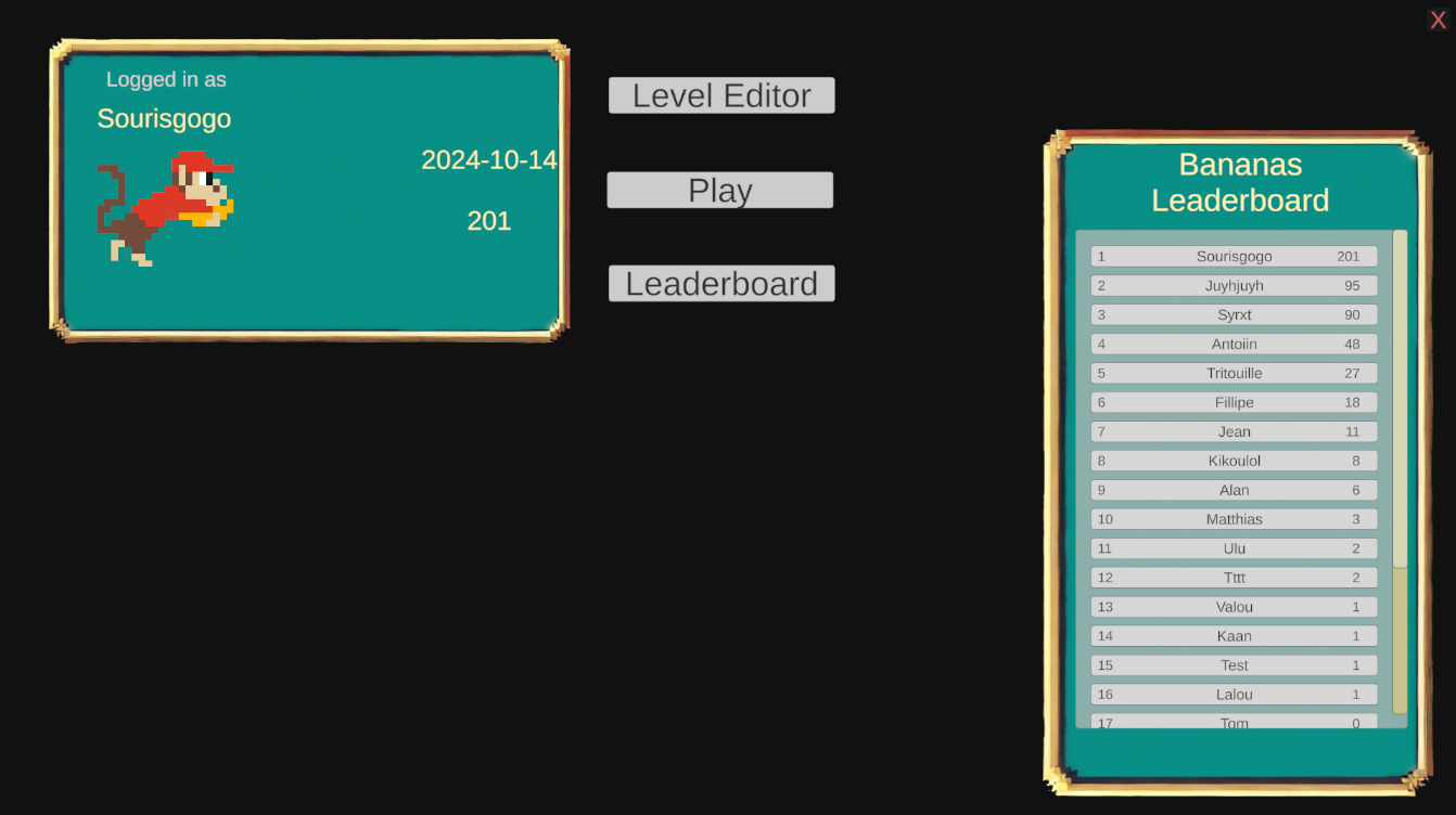 Menu du jeu