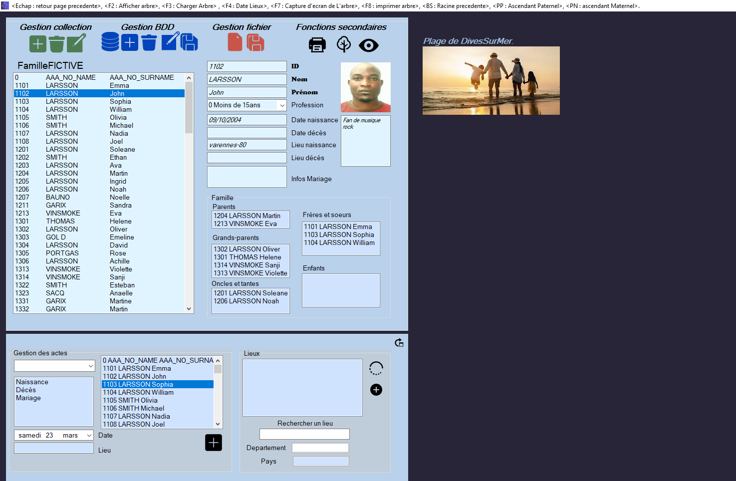 Interface de gestion des individus