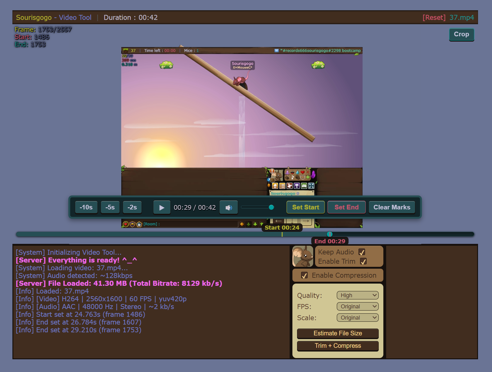 Interface de découpe vidéo